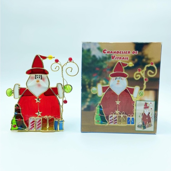 Stained Glass Tea Light Candle Holder (Santa clause with Gifts) - Picture 4 of 4